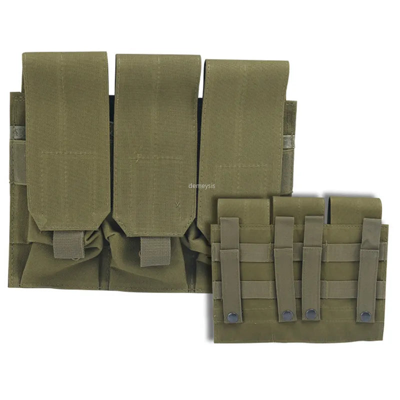 Military Tactical MOLLE Triple Magazine Pouches Triple Army Shooting Mag Pouch Wargame Paintball Pouch Equipment for M14 Ak47