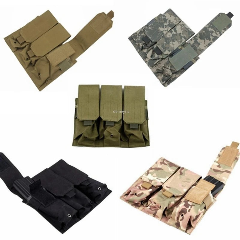 Military Tactical MOLLE Triple Magazine Pouches Triple Army Shooting Mag Pouch Wargame Paintball Pouch Equipment for M14 Ak47