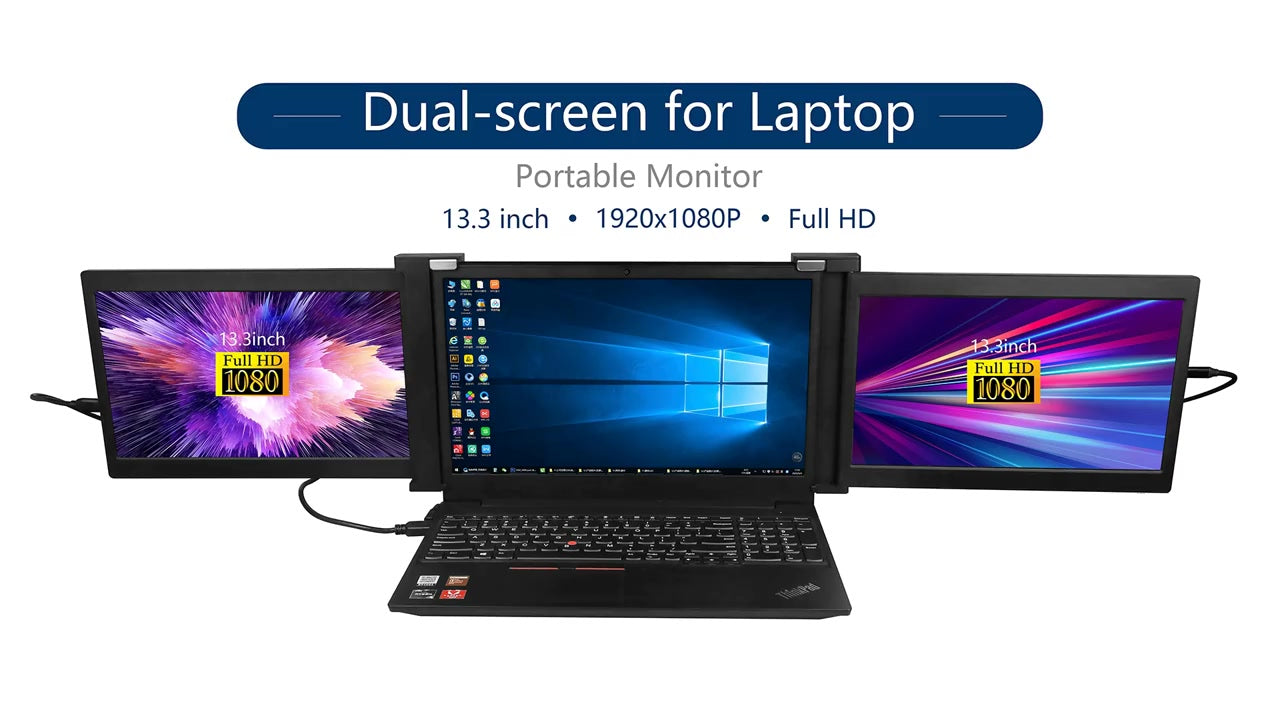 13,3" Portable Dual Screens Turn's your Laptop Into a Triple Screens Work Station.