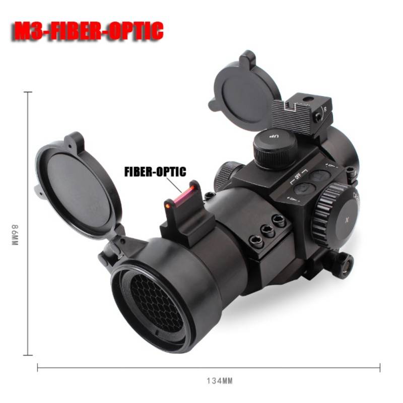 M3 Tactical Red Dot and Green Dot Scope with Anti-Reflection lens Protector and Real Fiber Sight