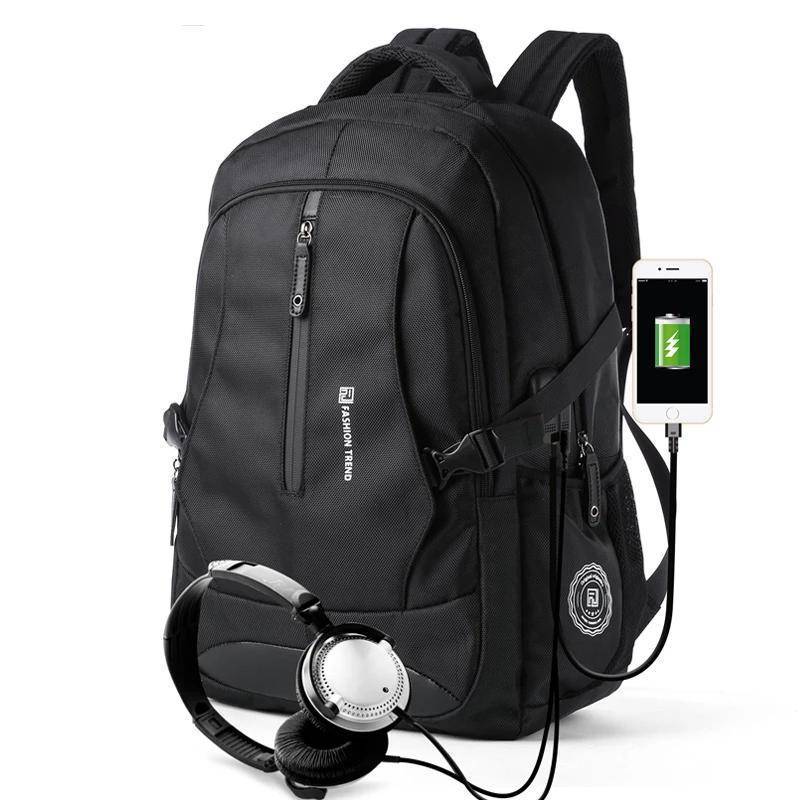 0262 New Waterproof Black Backpack with USB and Phone Ports