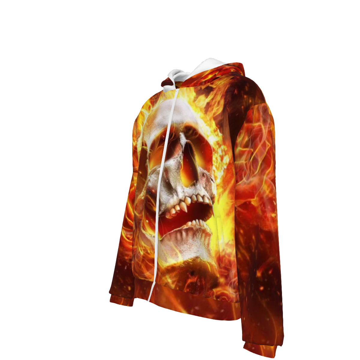 All-Over Print Unisex Heavy Fleece Zip Up Hoodie Scalp on Fire