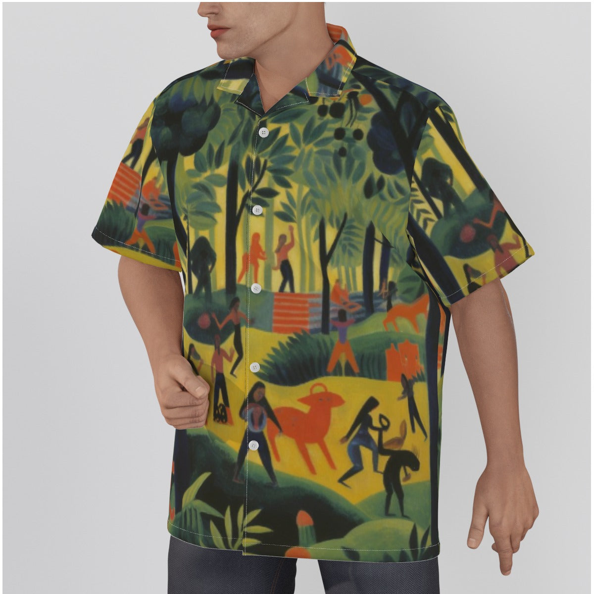 3R967 All-Over Print Men's Hawaiian Shirt With Button Closure |115GSM Cotton poplin