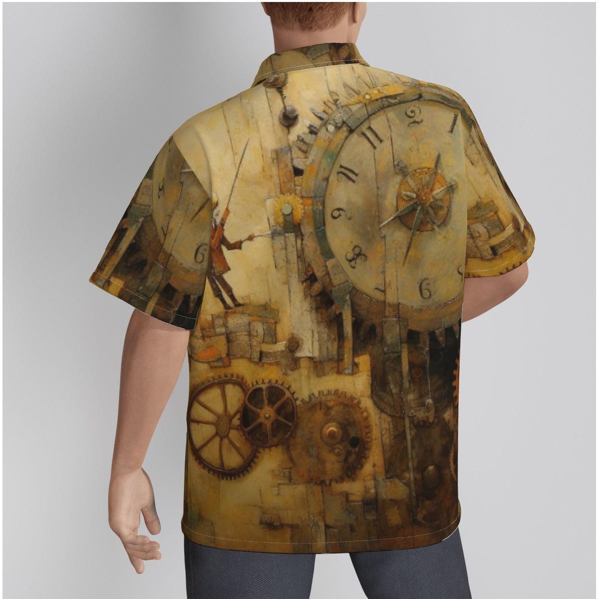 3R96L All-Over Print Men's Hawaiian Shirt With Button Closure |115GSM Cotton poplin