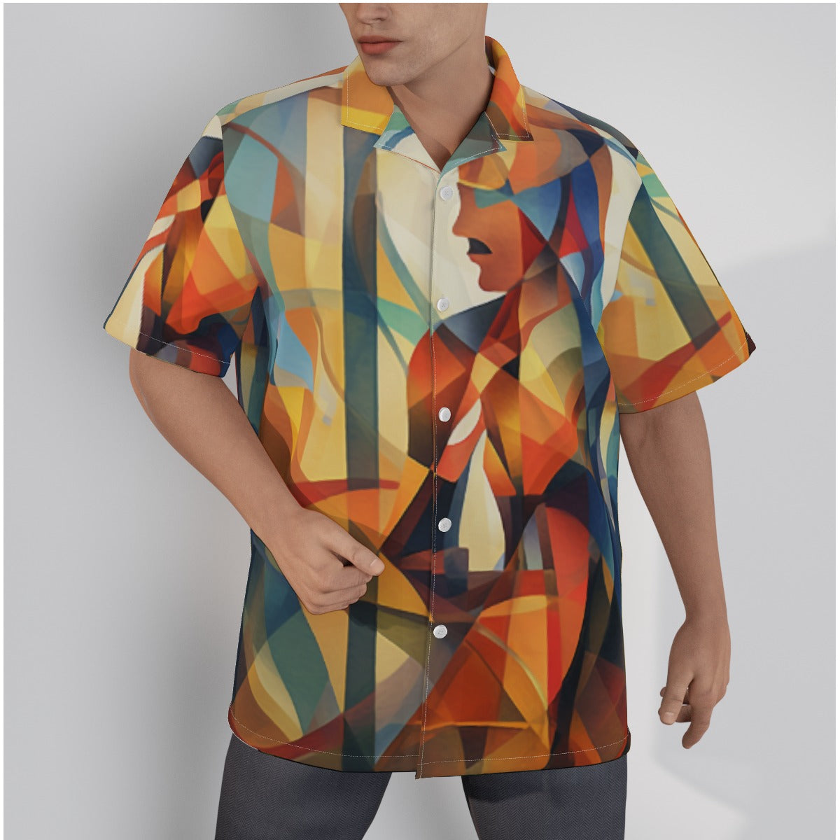 3QYNJ All-Over Print Men's Hawaiian Shirt With Button Closure |115GSM Cotton poplin