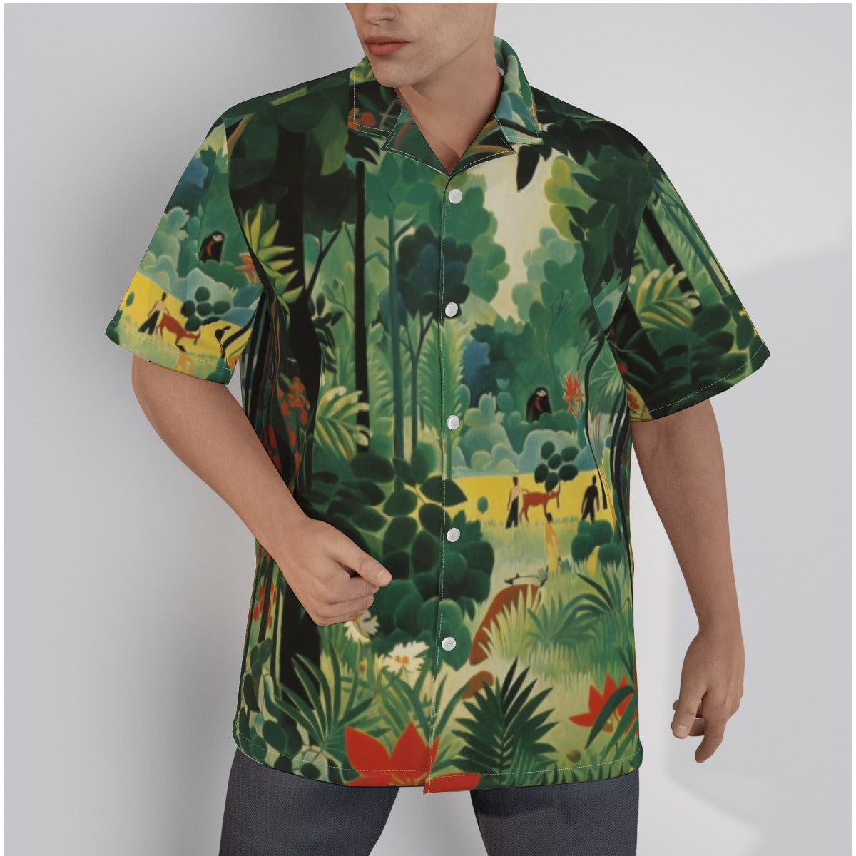 3R969 All-Over Print Men's Hawaiian Shirt With Button Closure |115GSM Cotton poplin