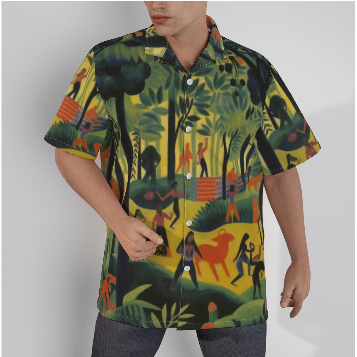 3R967 All-Over Print Men's Hawaiian Shirt With Button Closure |115GSM Cotton poplin