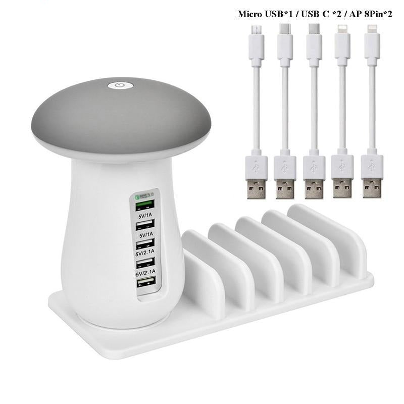 MULTI-PORT FAST CHARGING DOCK & LAMP (5 PORTS)