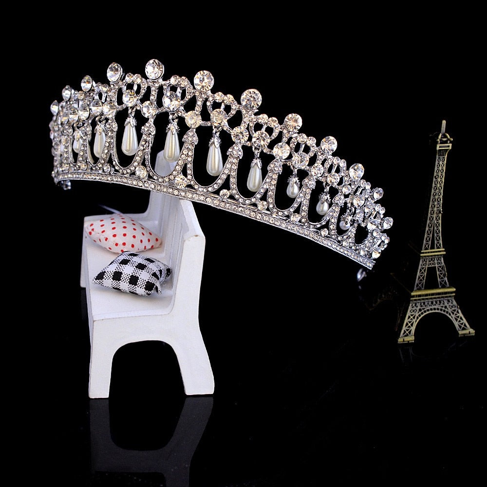 Princess Diana Crown Crystal and Pearl for Bridal Hair Accessories and Bridal Tiara