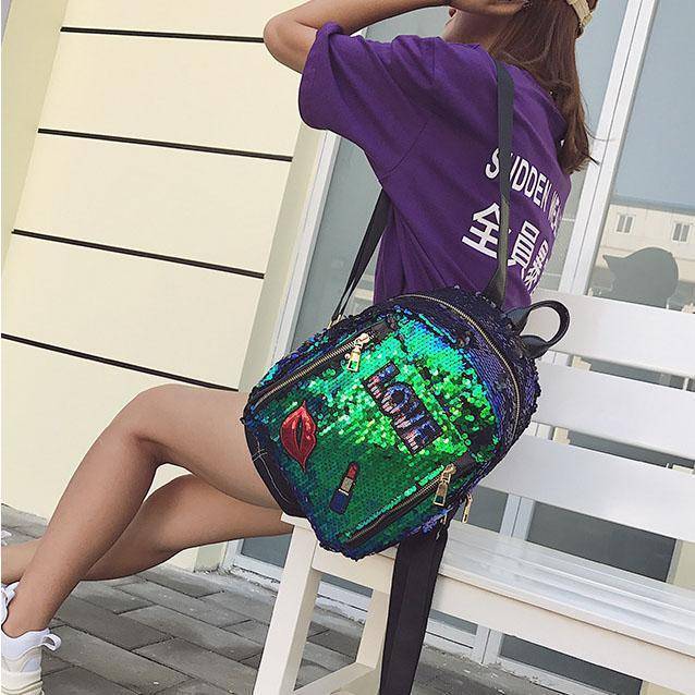 Charming  Festivals Color Changing Shinning Sequined Women Backpack