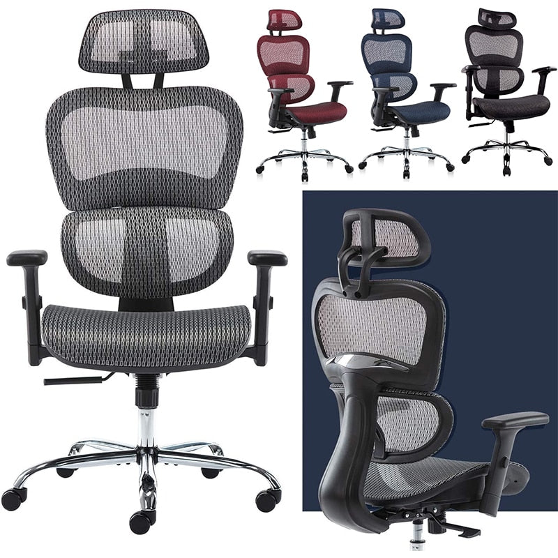 Ergonomics Mesh  Computer Chair With Adjustable Headrest and Armrests