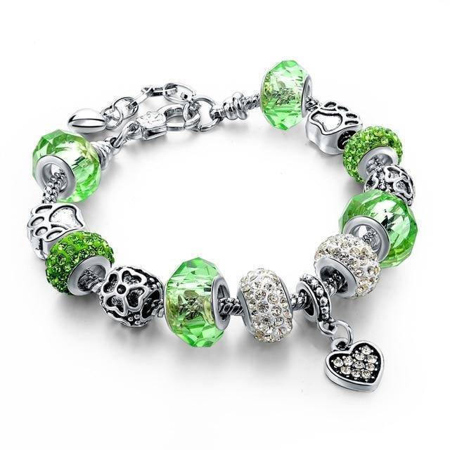 Silver Plated  Crystal&Glass Beads Charm Bracelets