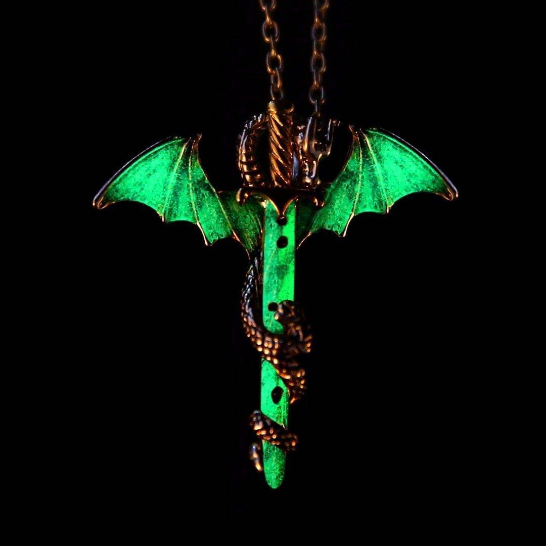 Vintage Luminous Sword Dragon Pendant