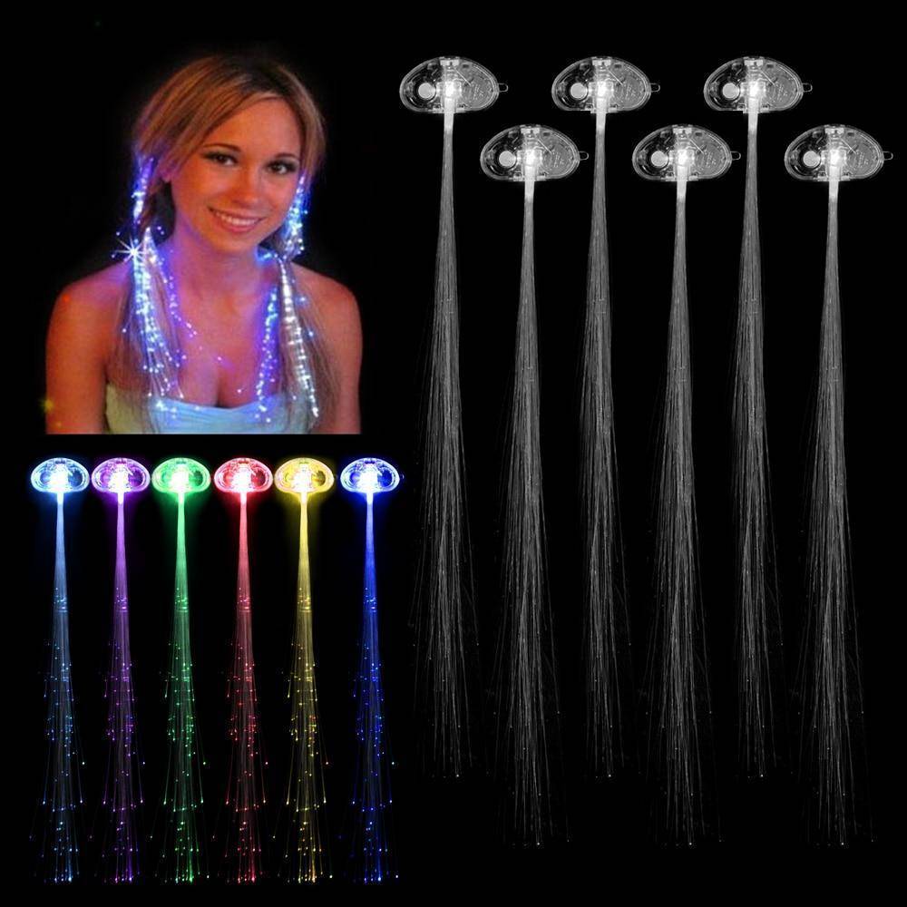 6 Pcs  Creative LED Fiber Optic Light Fake Hair