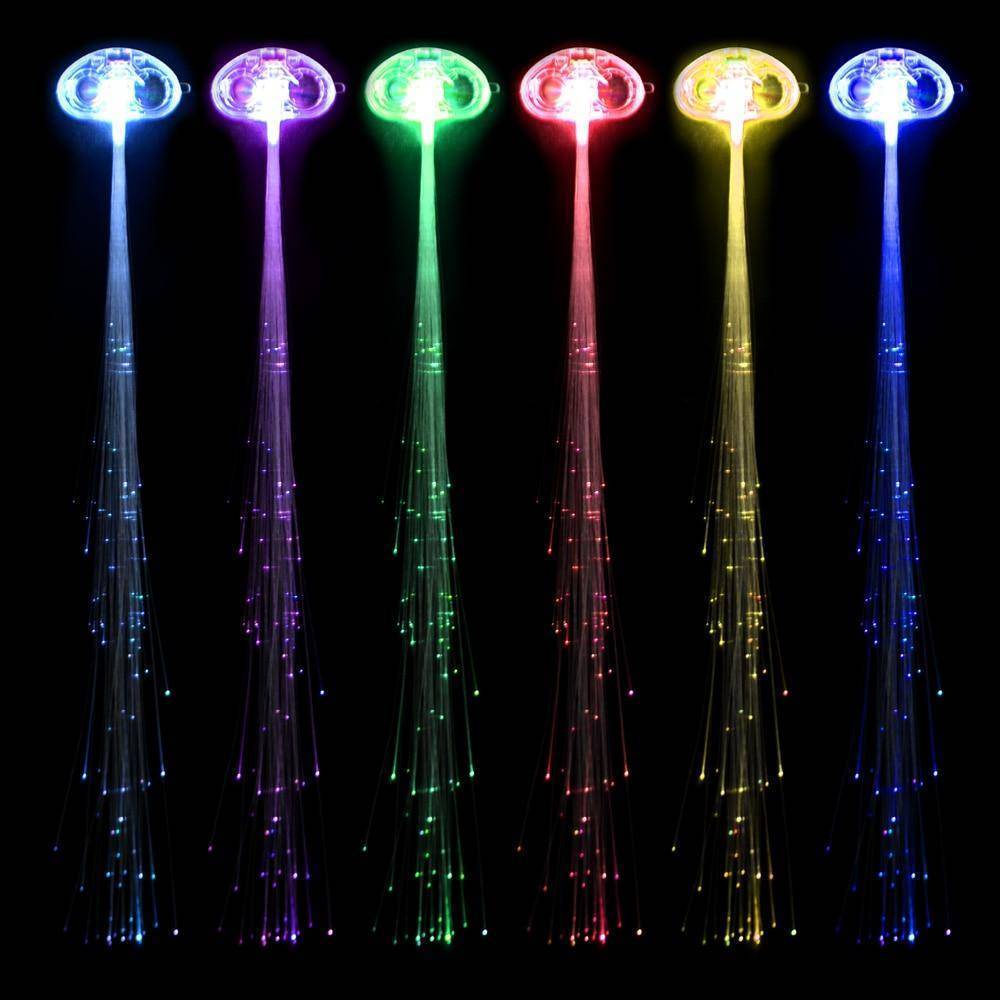 6 Pcs  Creative LED Fiber Optic Light Fake Hair