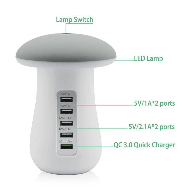 Multi-Port Fast Charging Dock & Lamp (5 PORTS)