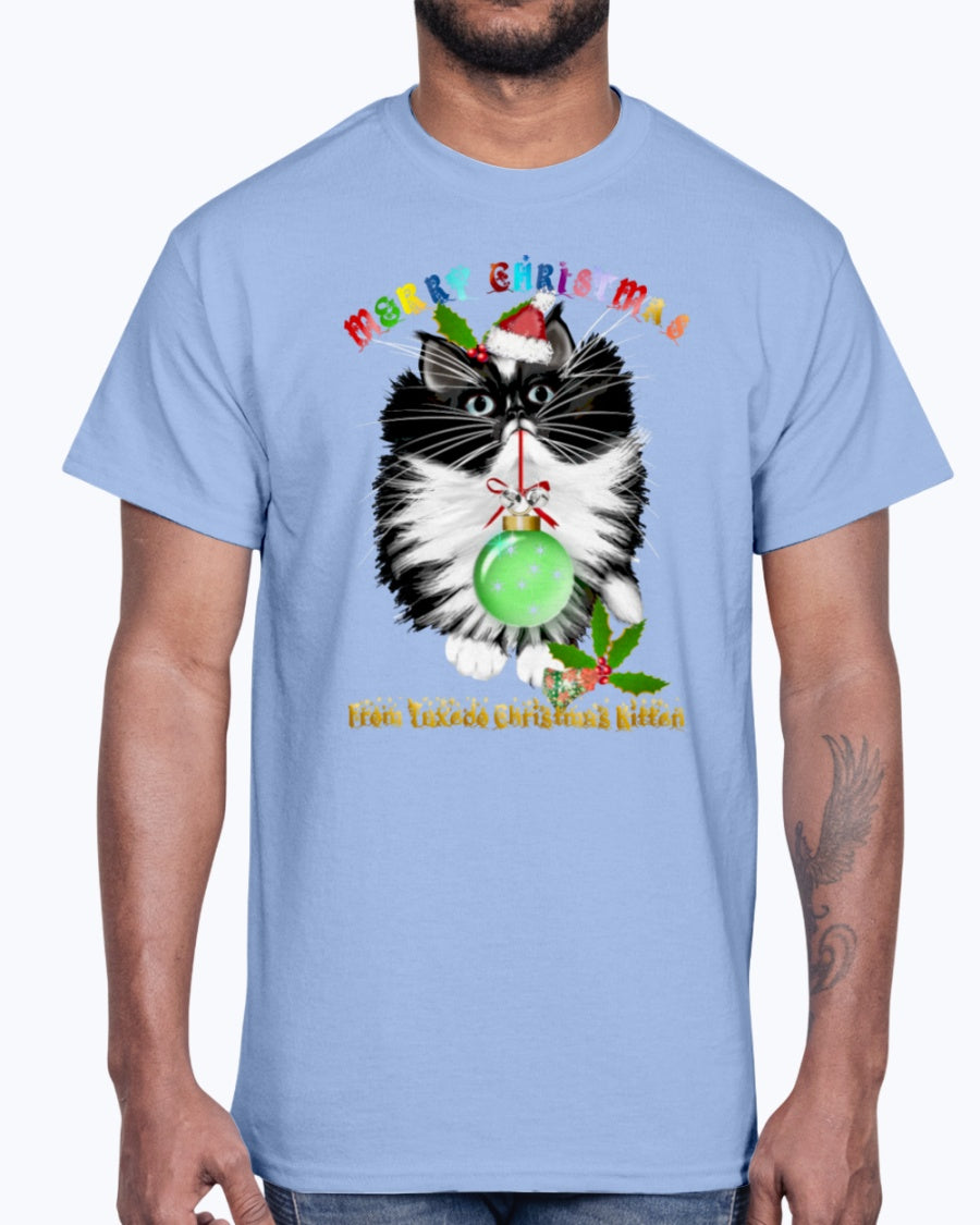 Men's Gildan Ultra Cotton T-Shirt  A Tuxedo Kitten Christmas (Mens)