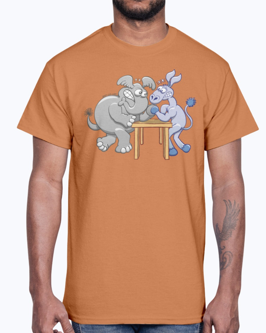 Men's Gildan Ultra Cotton T-Shirt   Arm Wrestling Donkey vs Elephant Mugs & Drinkware