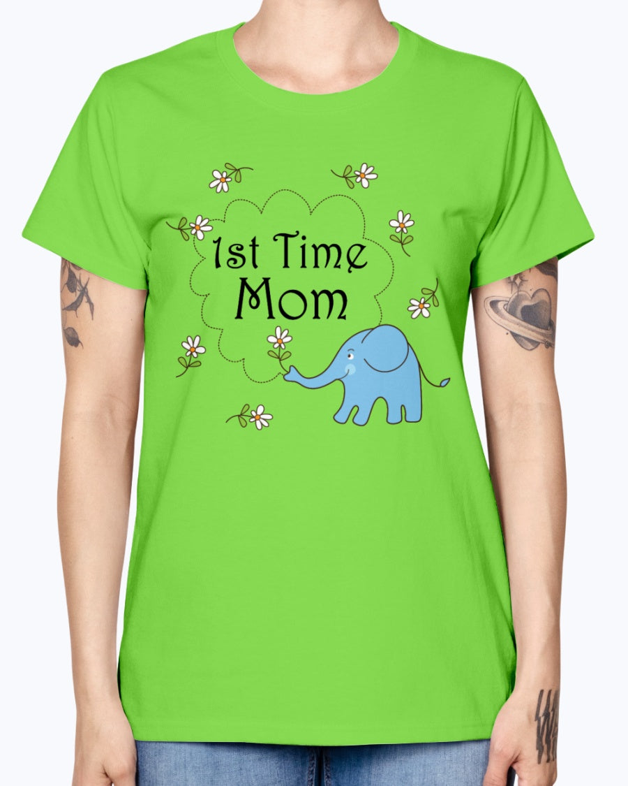 Gildan Ladies Missy T-Shirt   1st Time Mom Maternity