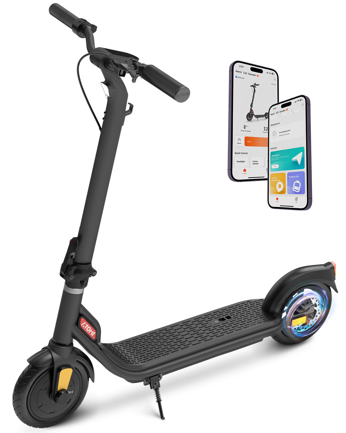 E-20 ATOMI E-Scooter with Max 500W Motor Power; 36V 7.5Ah and 8.5"air Tire