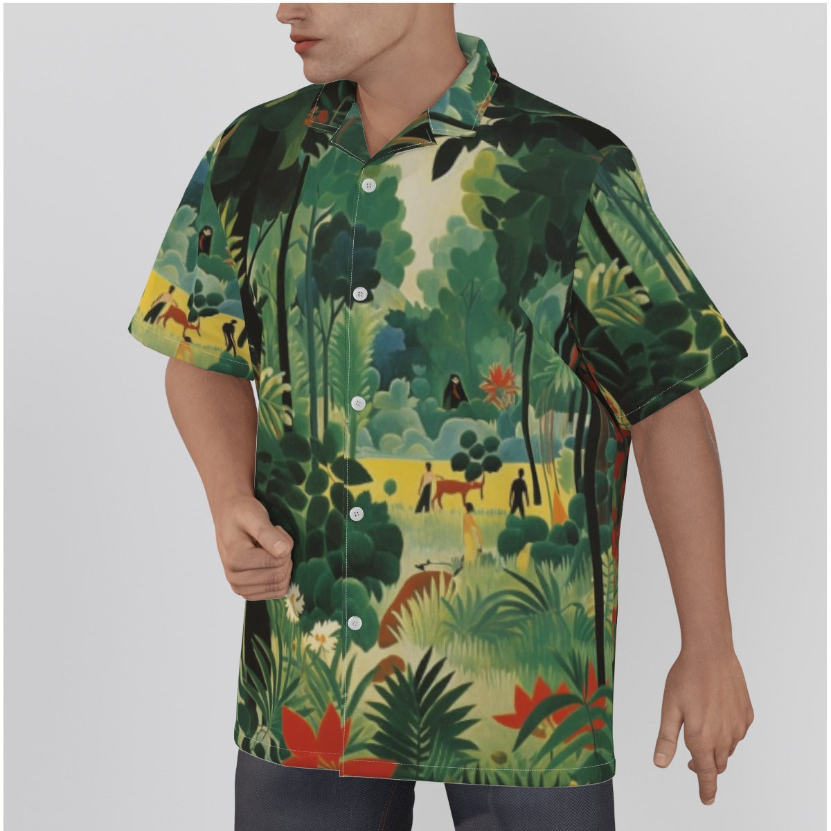 3R969 All-Over Print Men's Hawaiian Shirt With Button Closure |115GSM Cotton poplin