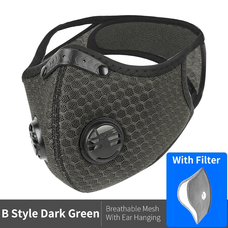 Sport Face Mask With Filter KN95 Activated Carbon PM 2.5 Anti-Pollution Running, Training  Mask
