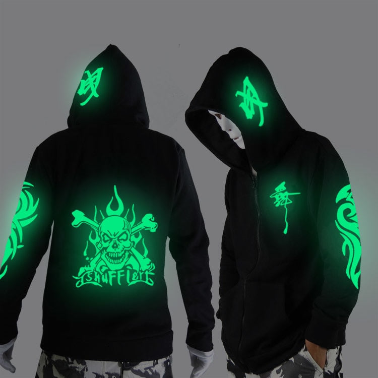 Ghost Step Dance Clothes Drag Step Costume Loose Coat Even Ghost Hoodie Hat Fluorescence Serve Men And Women Student Jacket