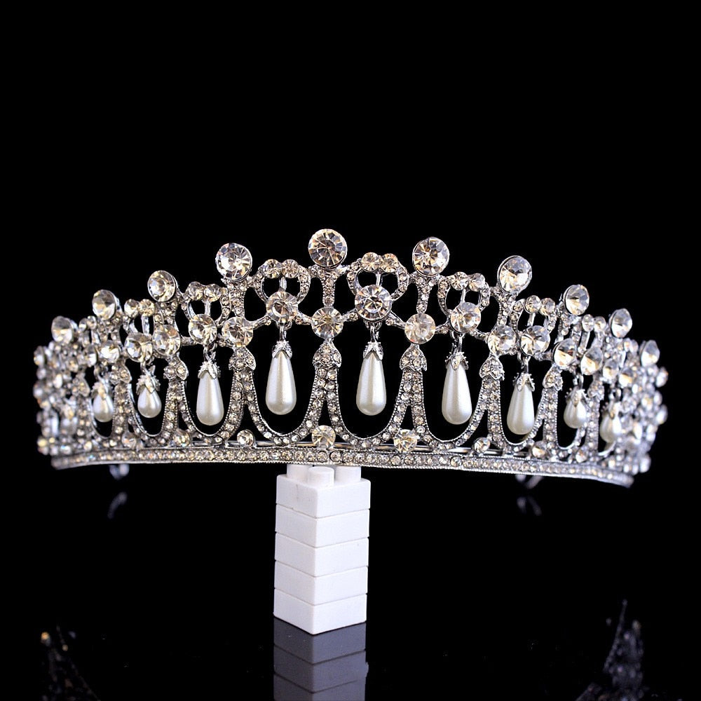 Princess Diana Crown Crystal and Pearl for Bridal Hair Accessories and Bridal Tiara