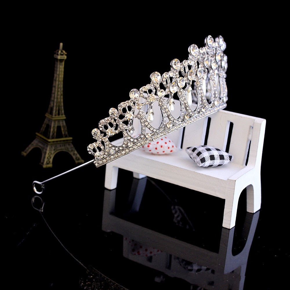 Princess Diana Crown Crystal and Pearl for Bridal Hair Accessories and Bridal Tiara