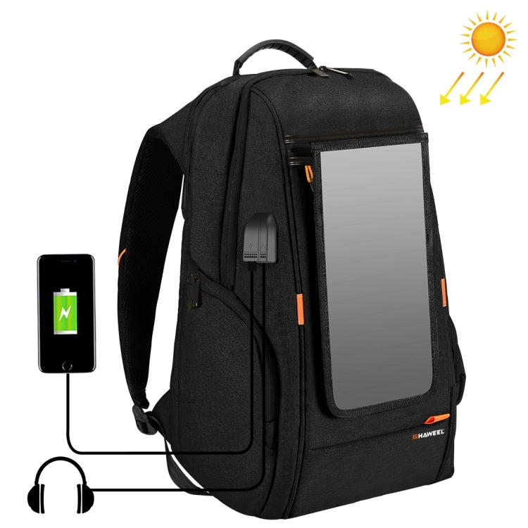 Multi-function 7W Solar Panel Powered Comfortable Breathable Casual Backpack up to 15'Laptop , External USB Charging Port & Earphone Port