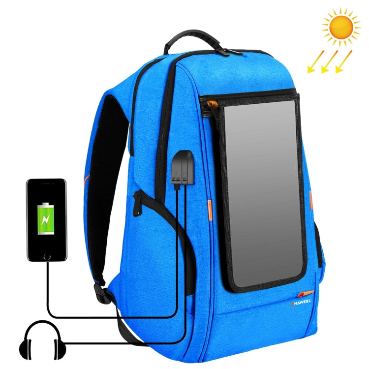 Multi-function 7W Solar Panel Powered Comfortable Breathable Casual Backpack up to 15'Laptop , External USB Charging Port & Earphone Port