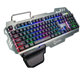 Keyboard LED Backlight Gaming Keyboard with Mechanical Feeling 104 Keys Waterproof Material Keyboard Holder for PC Gamer Home Office