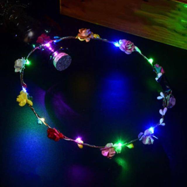 Flower Headband LED Light Up Hair Wreath Garlands For Wedding