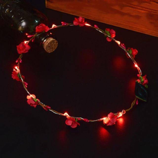Flower Headband LED Light Up Hair Wreath Garlands For Wedding