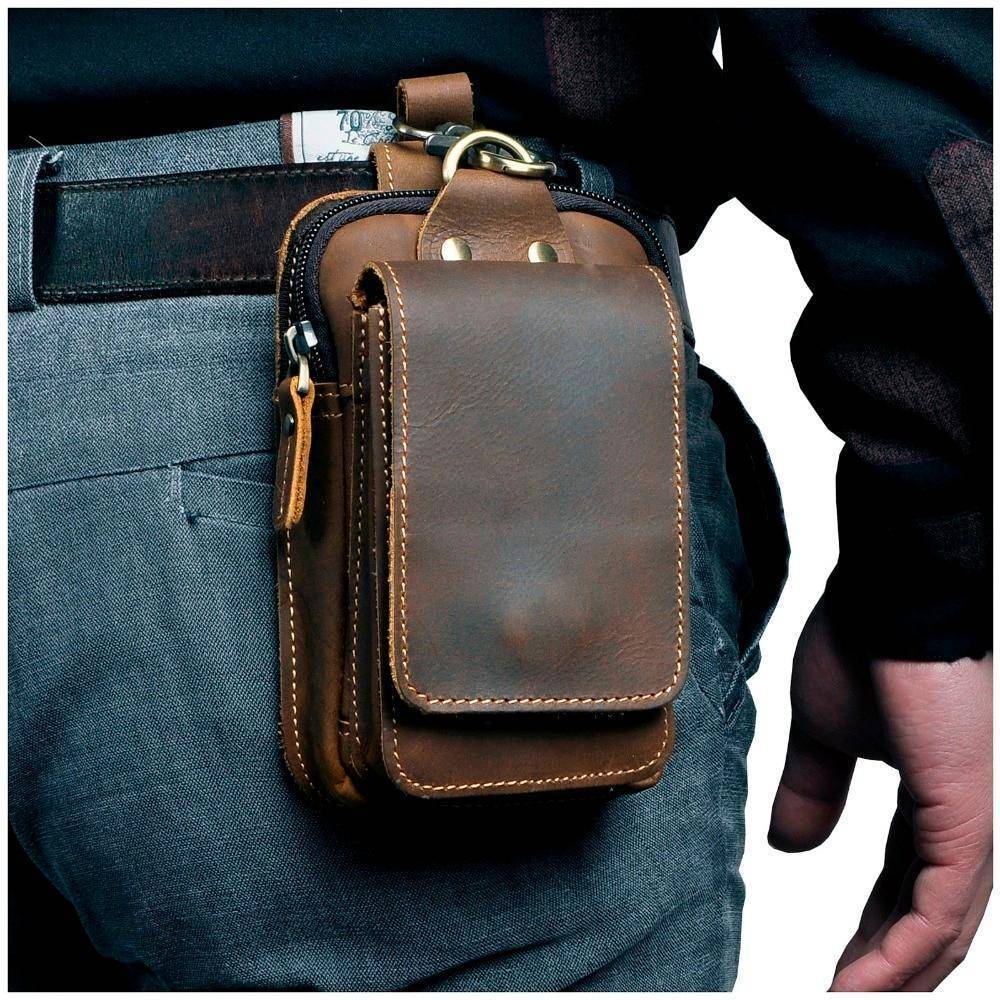 Real Leather Small Waist Belt Bag  for Phones