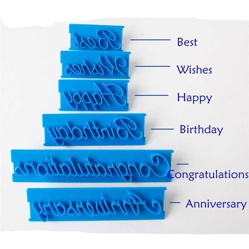 6pcs/set  Plastic Letters Mold Happy Birthday .Wishes Anniversary .