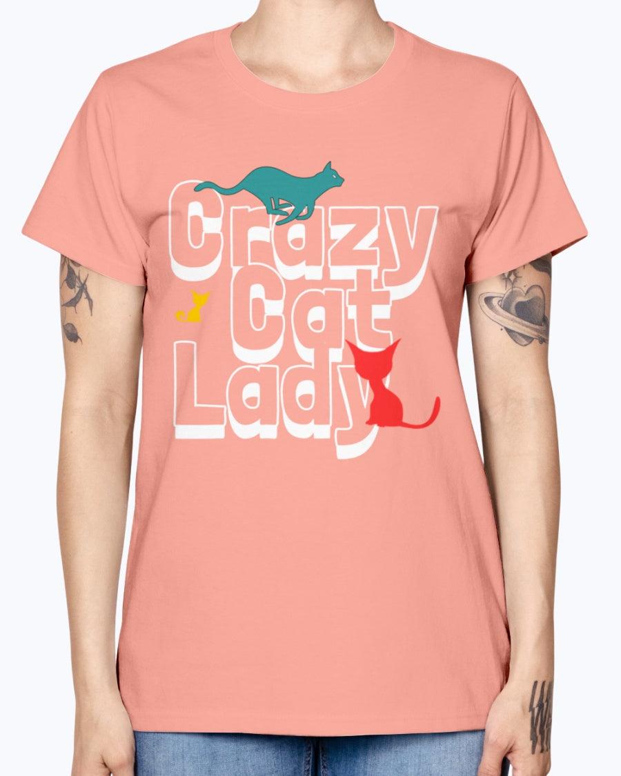 Gildan Ladies Missy T-Shirt. Crazy cat lady
