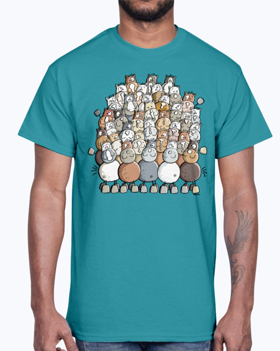 Men's Gildan Ultra Cotton T-Shirt   Colorful pile of horses