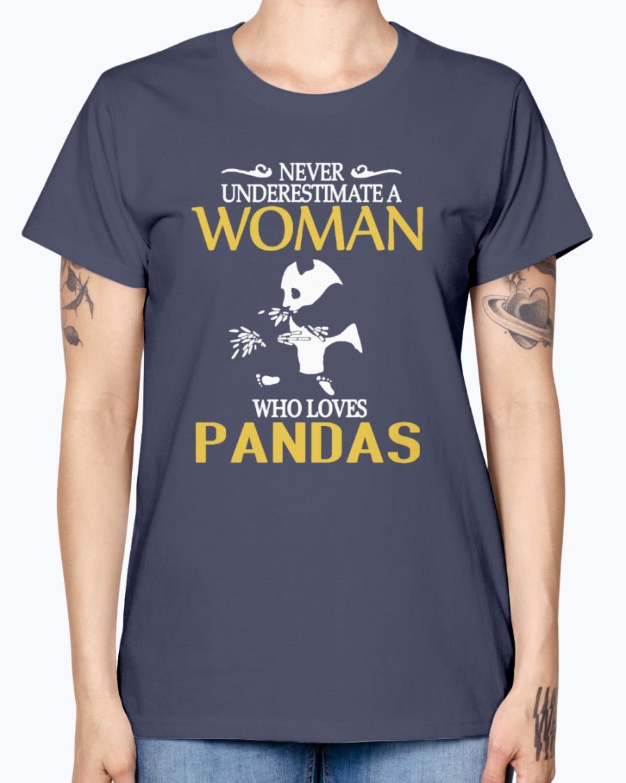 Gildan Ladies Missy T-Shirt . Women Pandas Shirt