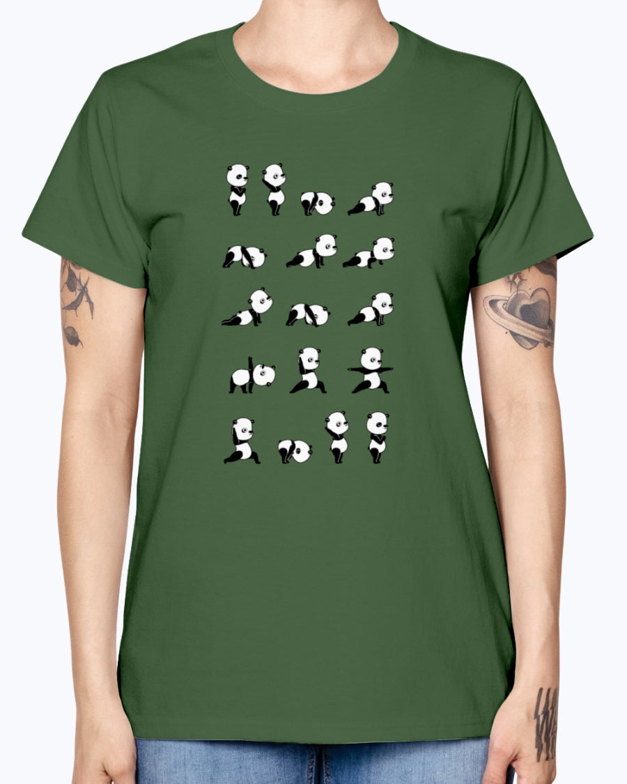 Gildan Ladies Missy T-Shirt . Yoga Panda
