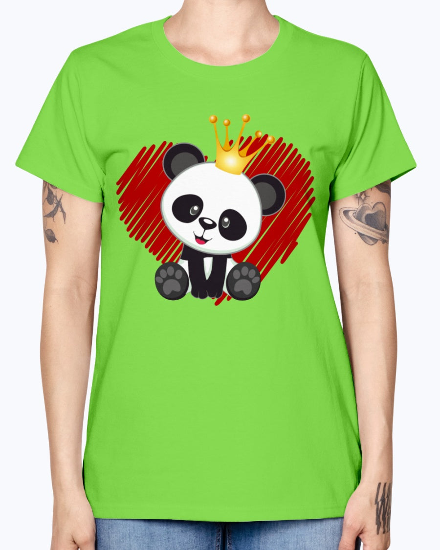 Gildan Ladies Missy T-Shirt. Cute panda love.