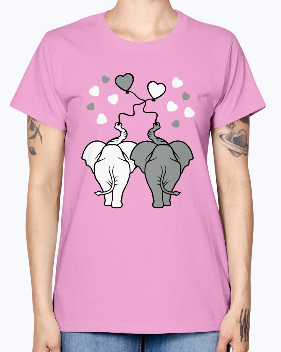Gildan Ladies Missy T-Shirt  Asphalt elephants in love