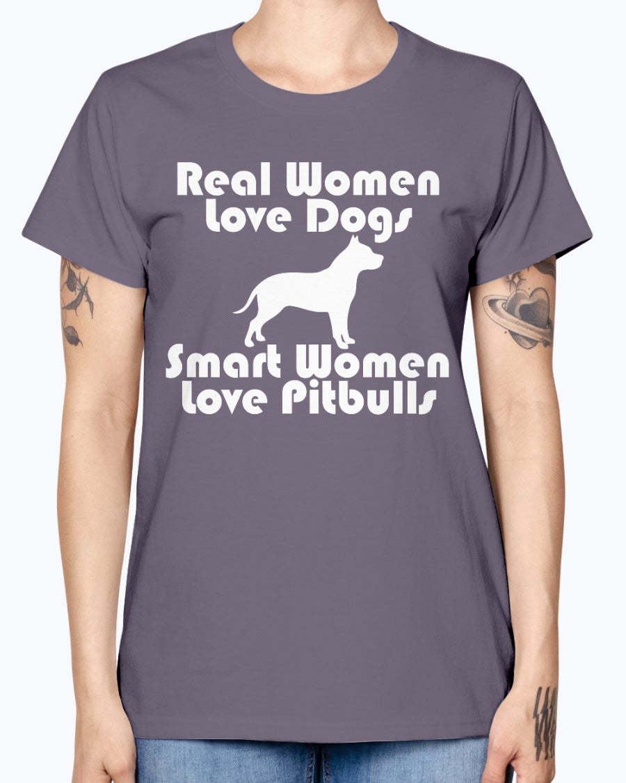 Gildan Ladies Missy T-Shirt    Smart women love pitbulls copy