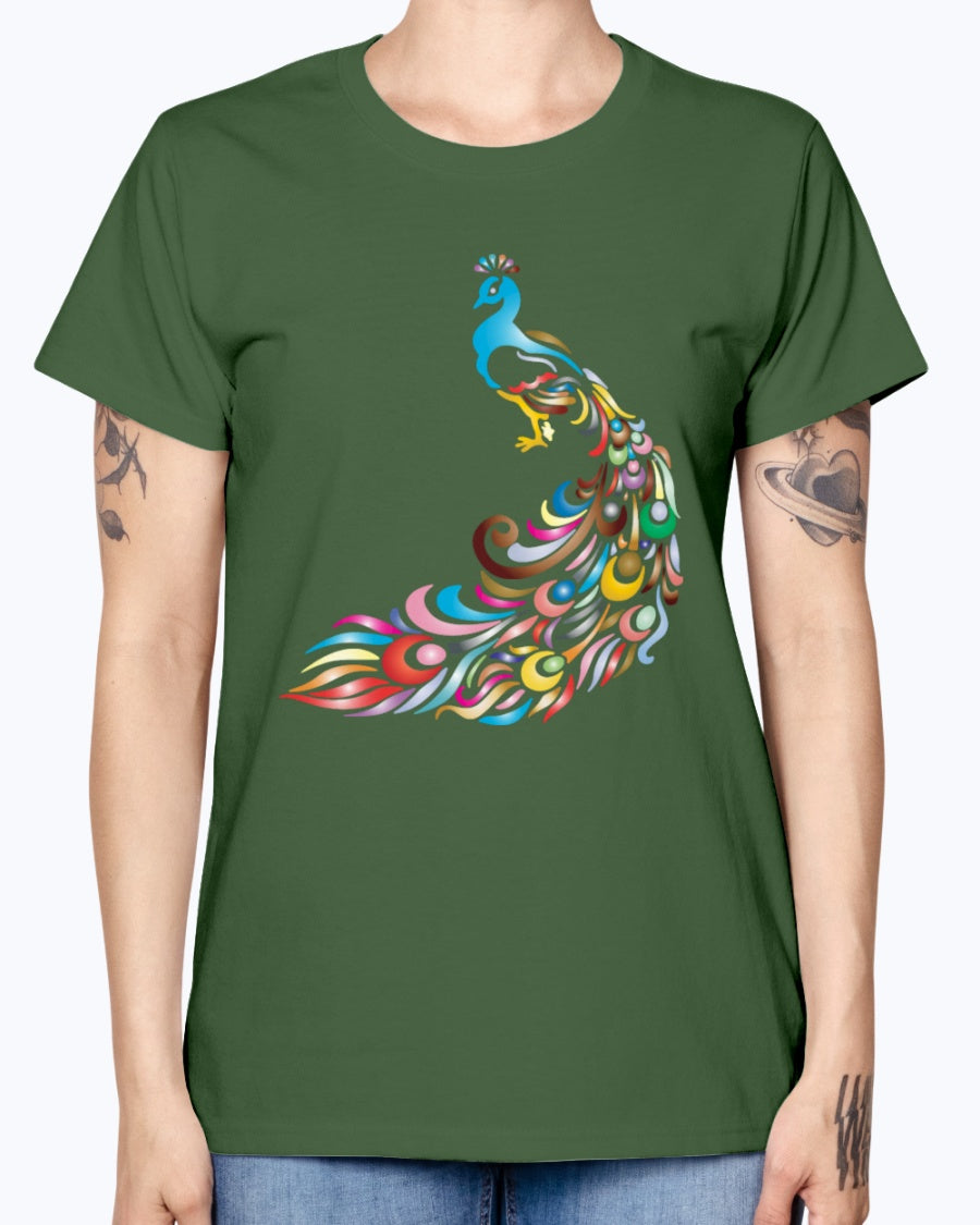 Gildan Ladies Missy T-Shirt 16 colors         Chromatic Peacock 2 No Background