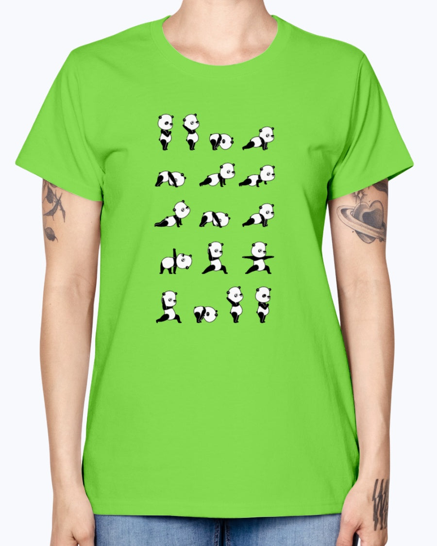 Gildan Ladies Missy T-Shirt . Yoga Panda