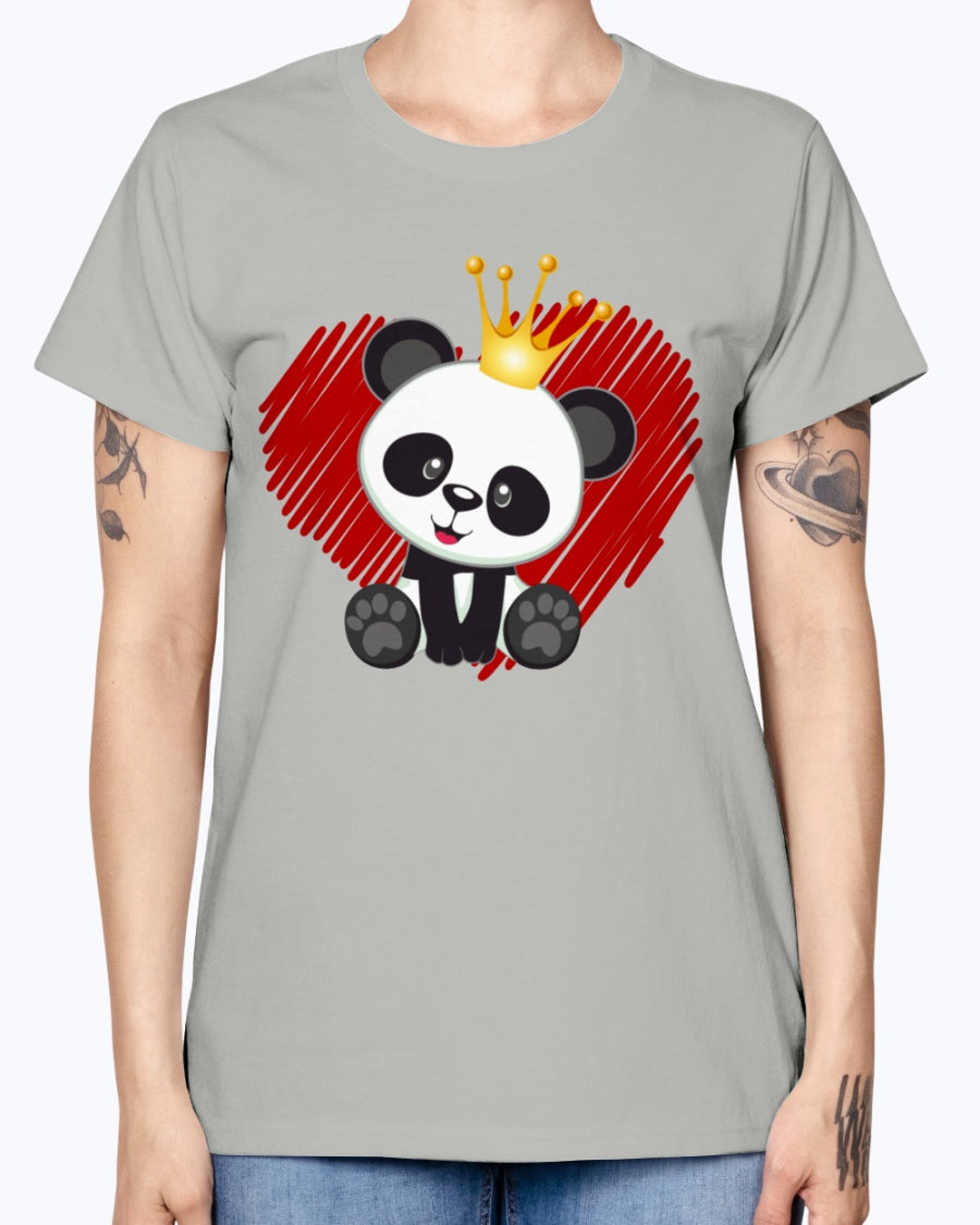 Gildan Ladies Missy T-Shirt. Cute panda love.