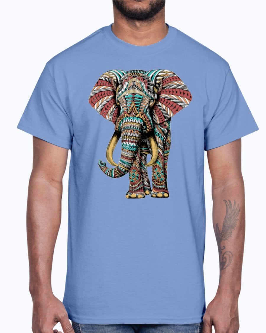 Men's Gildan Ultra Cotton T-Shirt Light coloros. Ornate Elephant Color Version