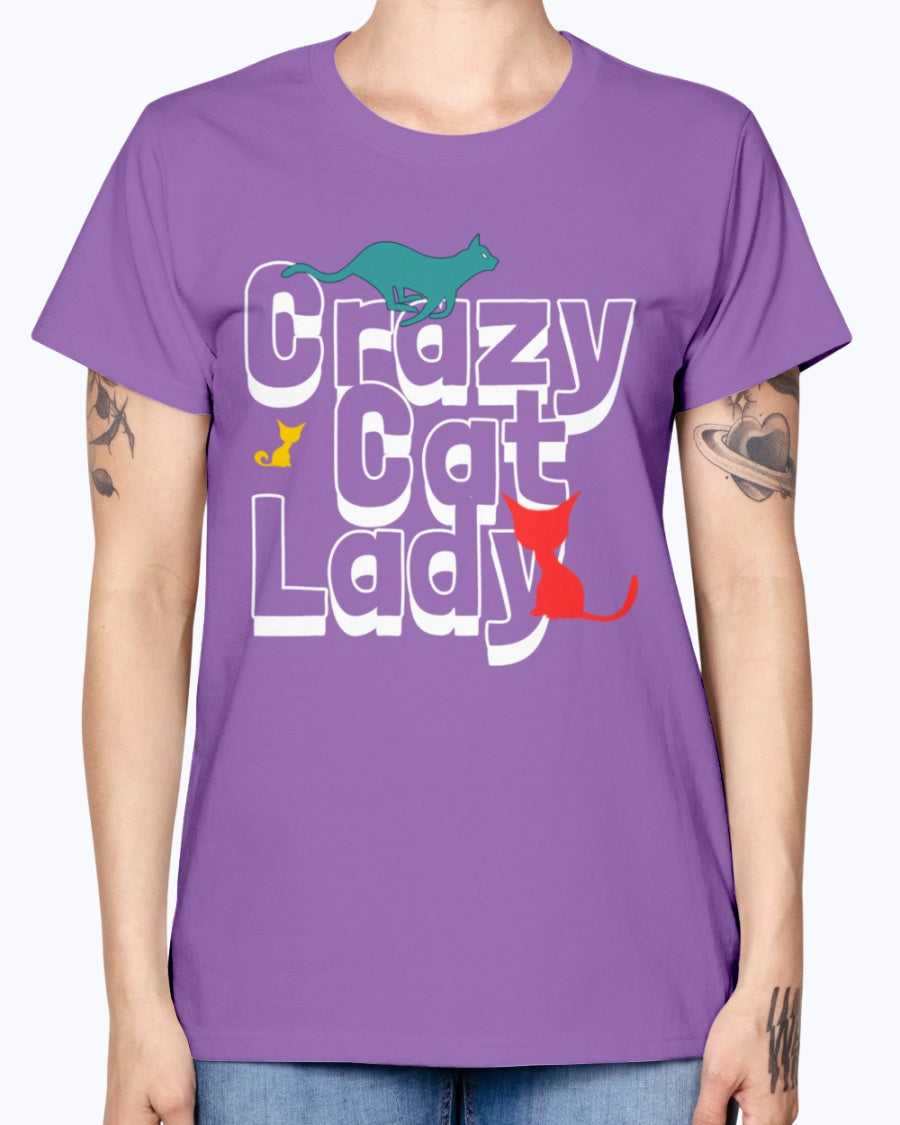 Gildan Ladies Missy T-Shirt. Crazy cat lady
