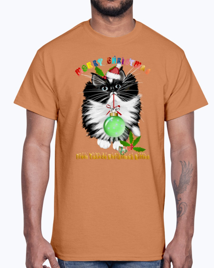 Men's Gildan Ultra Cotton T-Shirt  A Tuxedo Kitten Christmas (Mens)