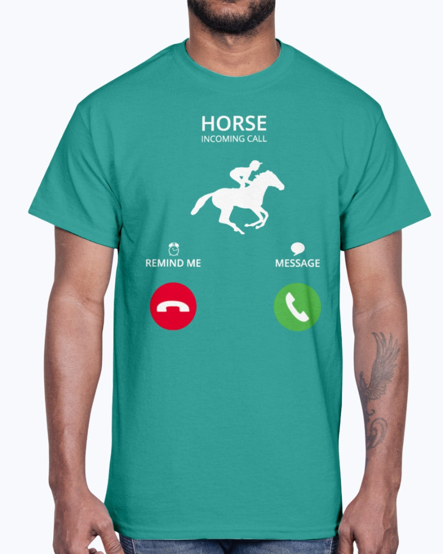 Men's Gildan Ultra Cotton T-Shirt .Call mobile anruf horsewoman riding horse